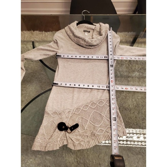 Venus Women's Gray Cowl Neck Long Raglan Sleeve Casual Knee Length Dress Small - Picture 11 of 13